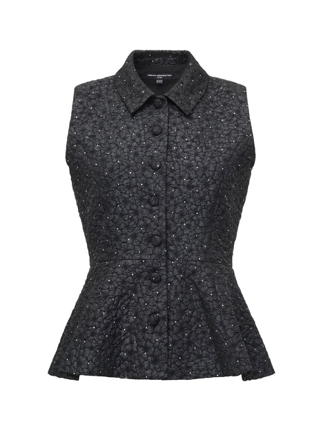 Yelena Jacquard Diamante Peplum Waistcoat Top