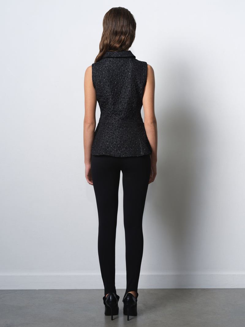 Yelena Jacquard Diamante Peplum Waistcoat Top