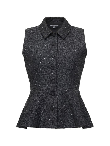Yelena Jacquard Diamante Peplum Waistcoat Top