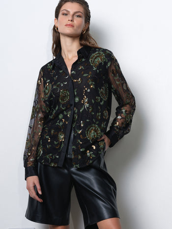 Roshene Sequin Long Sleeve Shirt
