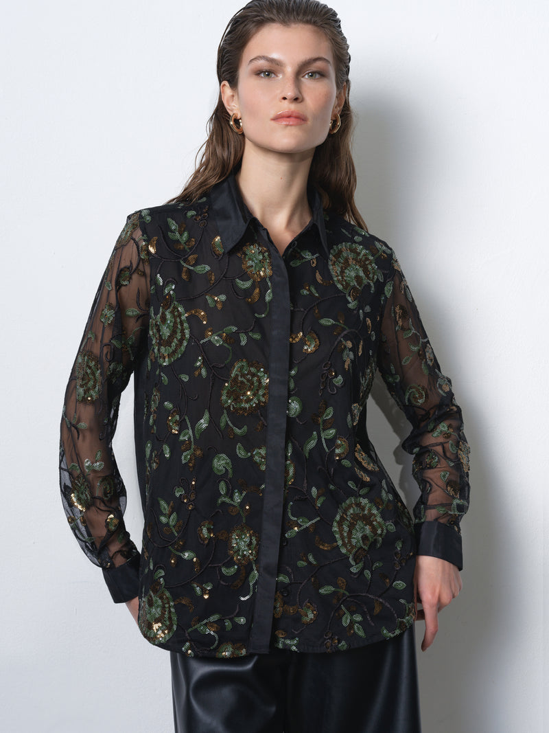 Roshene Sequin Long Sleeve Shirt