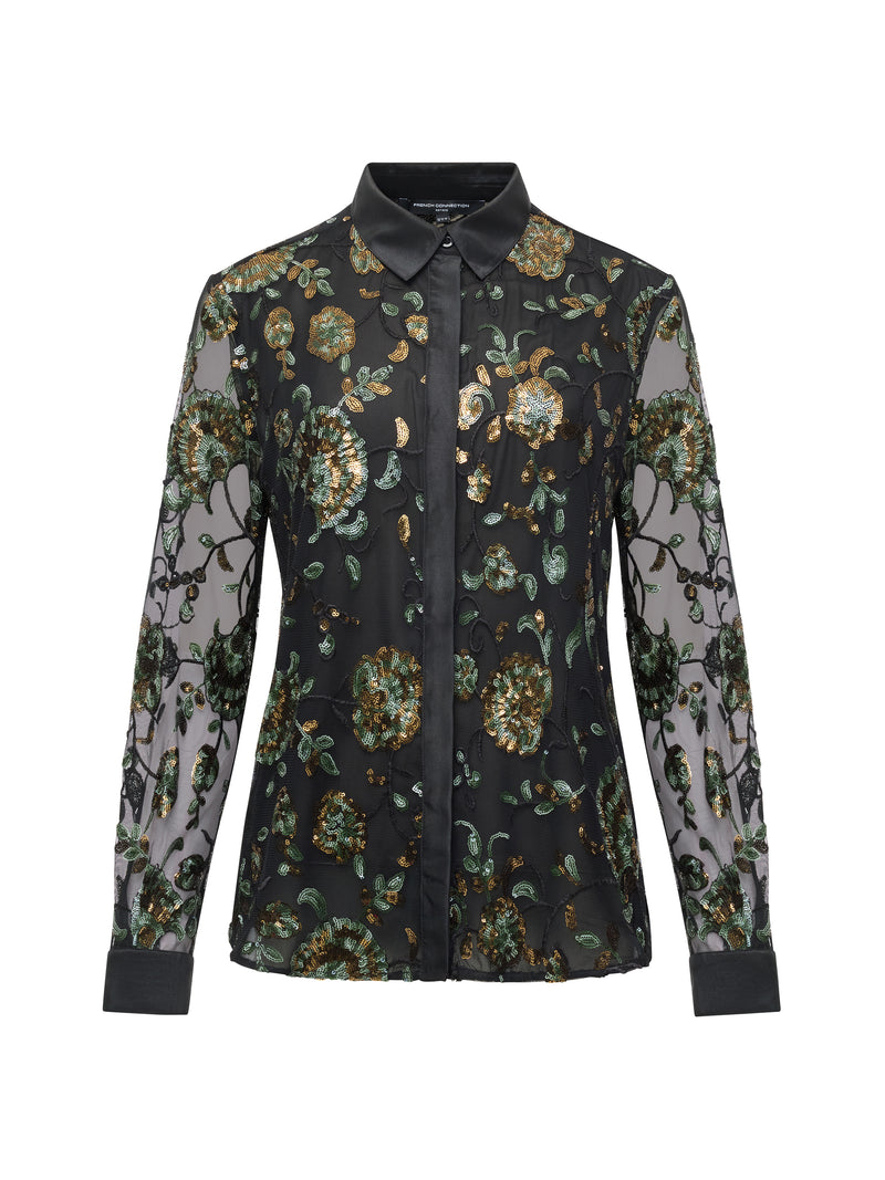 Roshene Sequin Long Sleeve Shirt