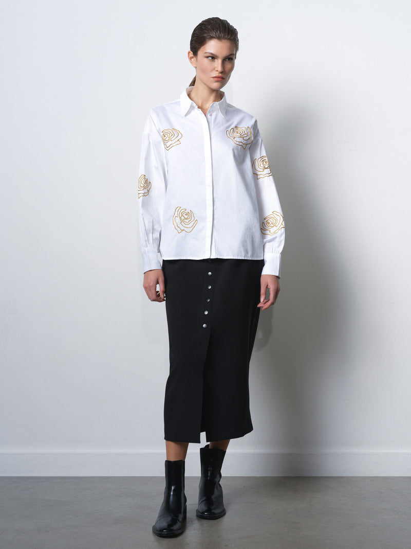 Alexis Cotton Floral Embellished Shirt