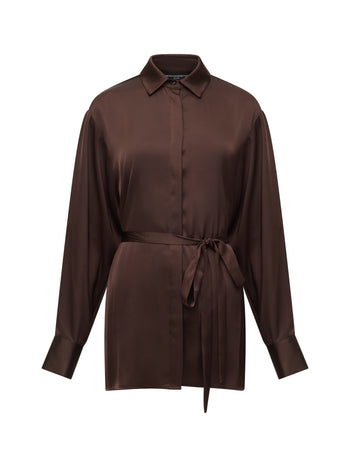Bernadetta Satin Tie Belt Shirt