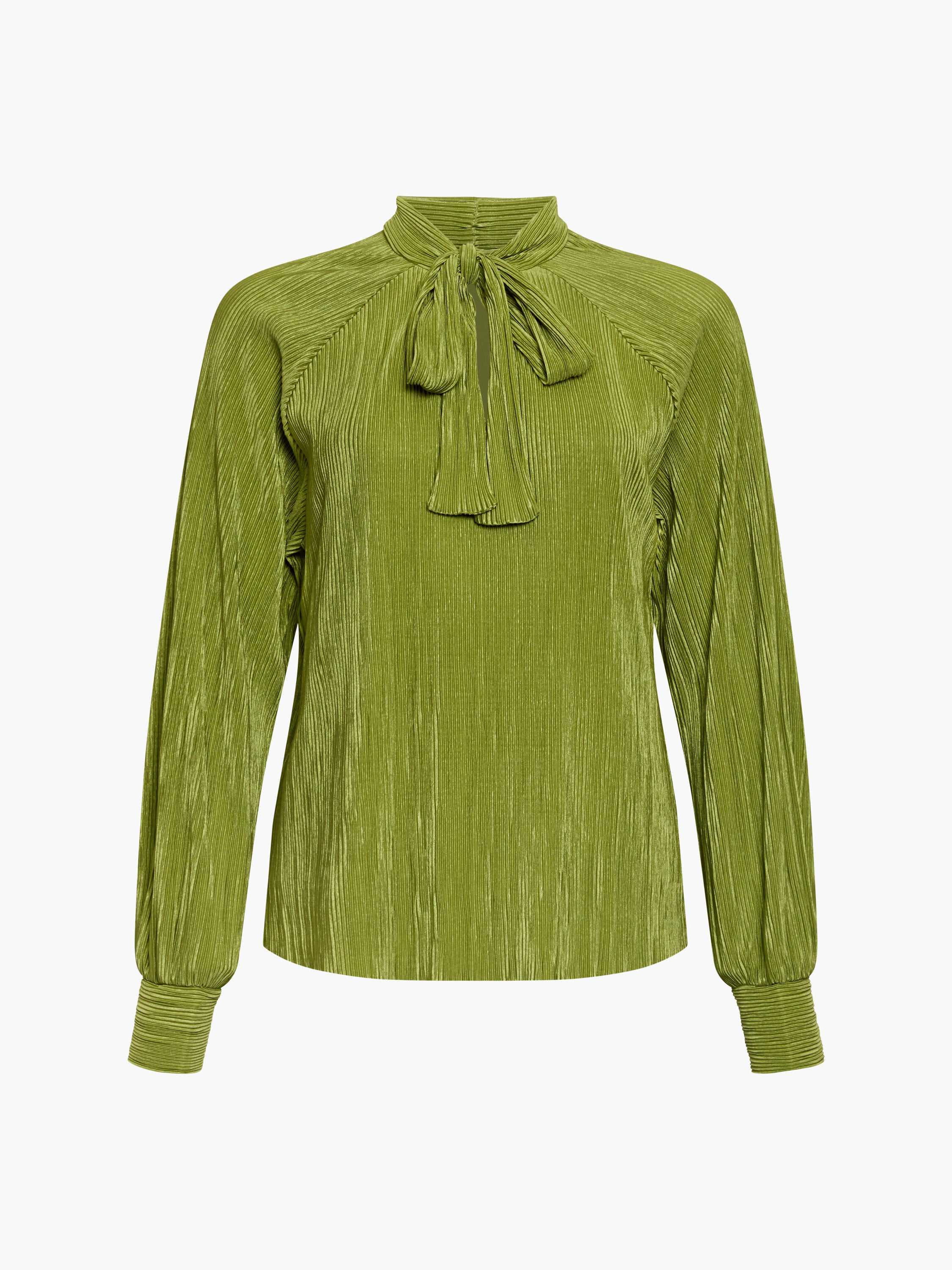 Rylah Plisse Long Sleeve Tie Neck Shirt