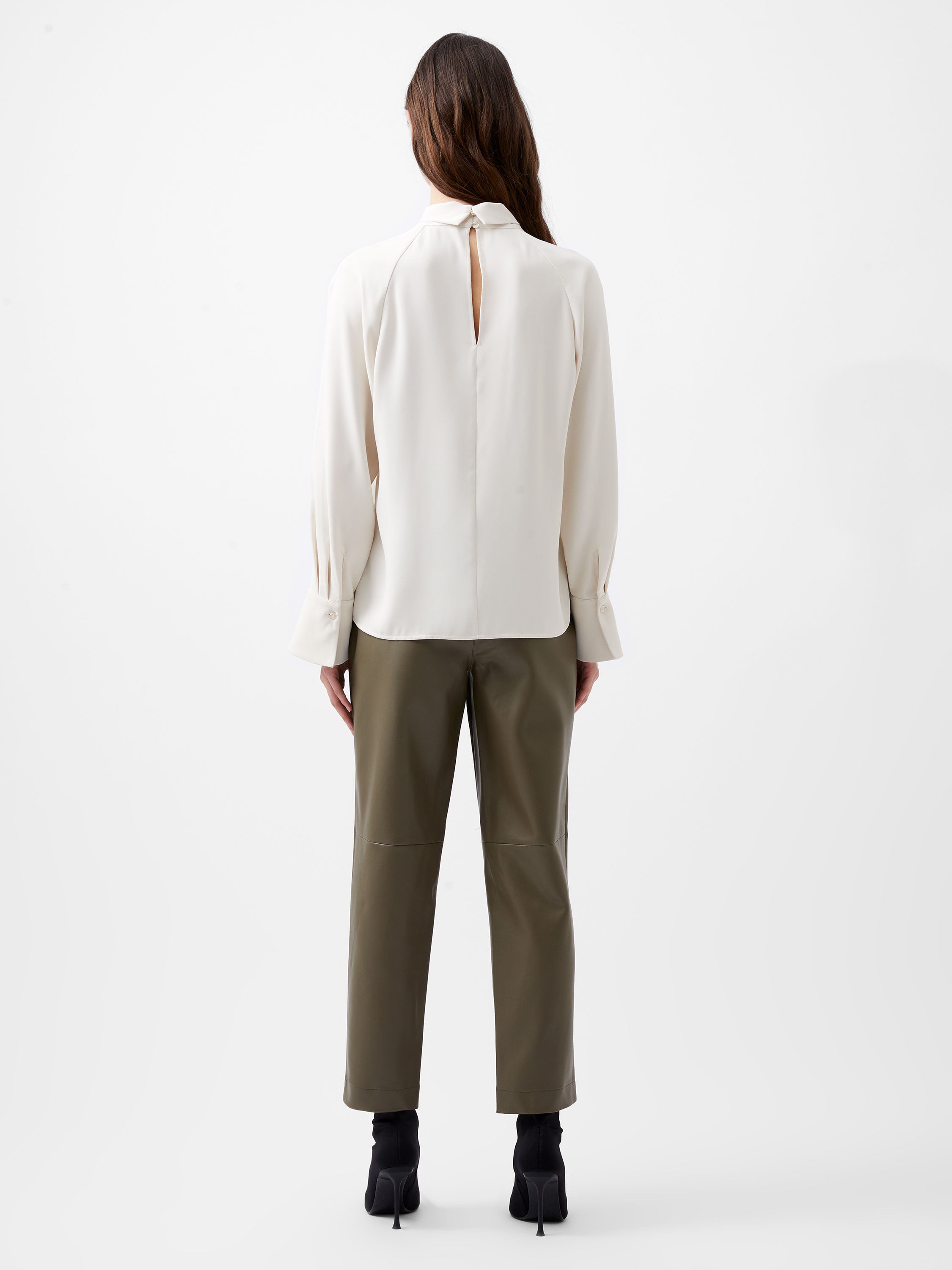 Crepe Tie Neck Blouse