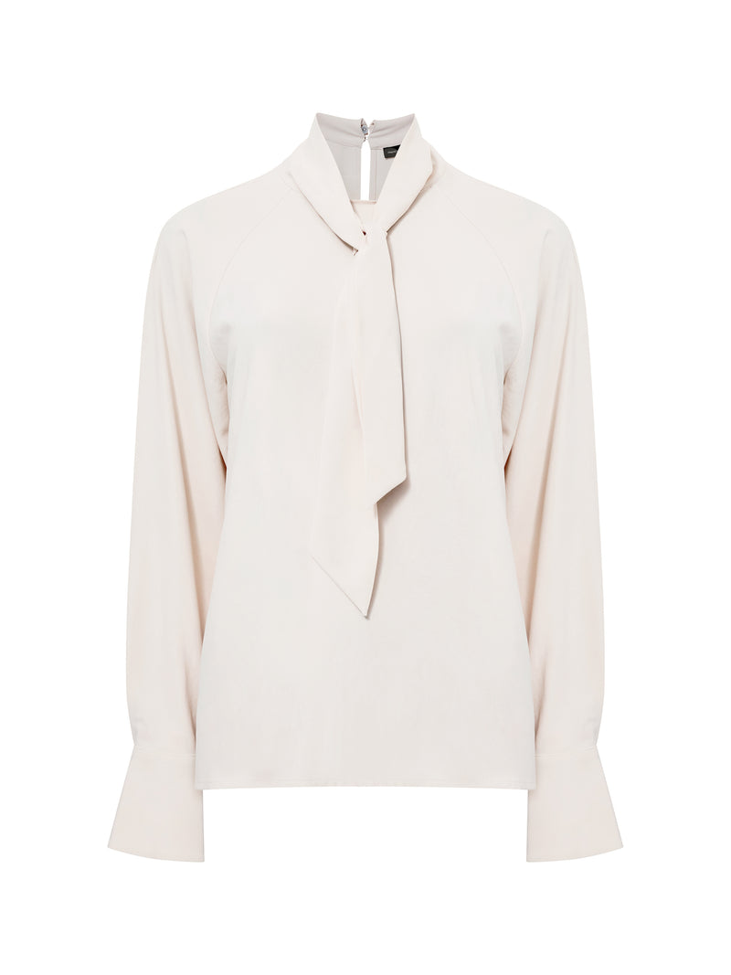 Crepe Tie Neck Blouse