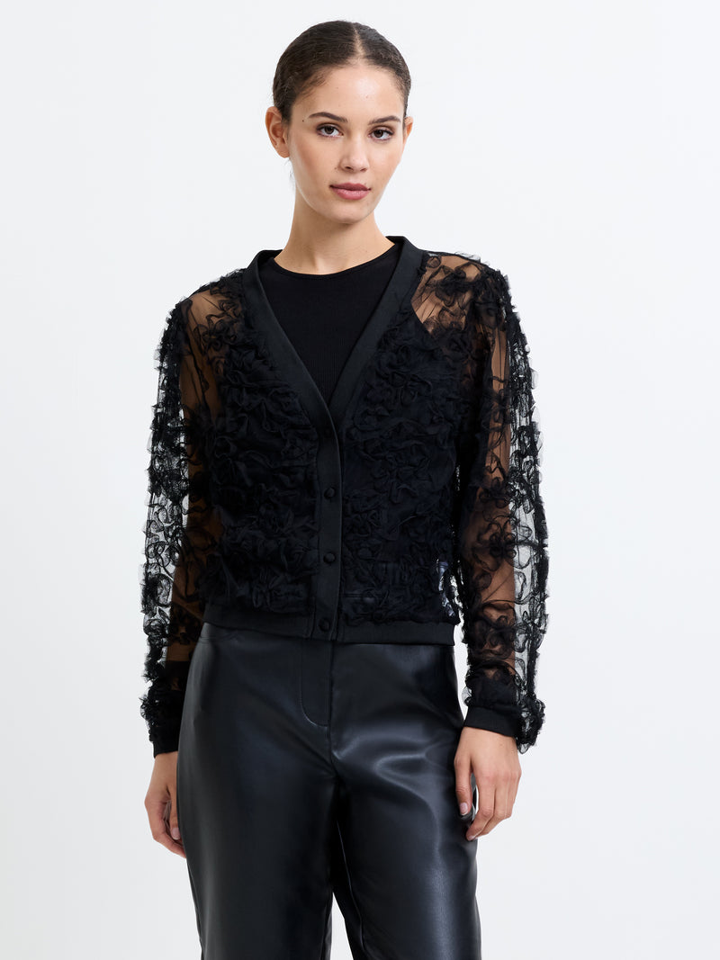 Applique Mesh Cardigan