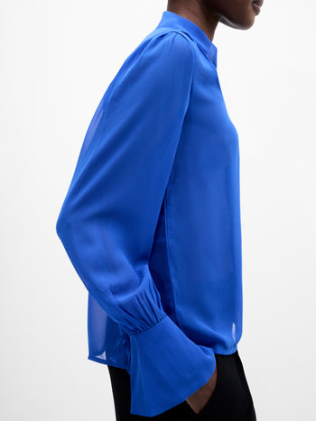 Georgette Long Sleeve Tie Neck Blouse