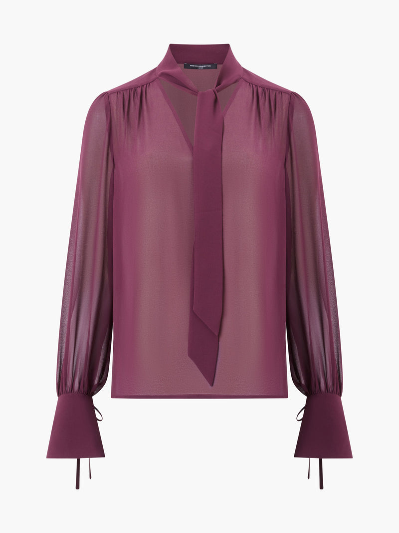 Georgette Long Sleeve Tie Neck Blouse