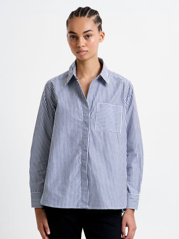 Stripe Buttoned Popover Shirt
