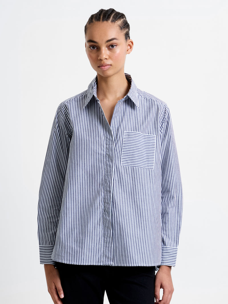 Stripe Buttoned Popover Shirt