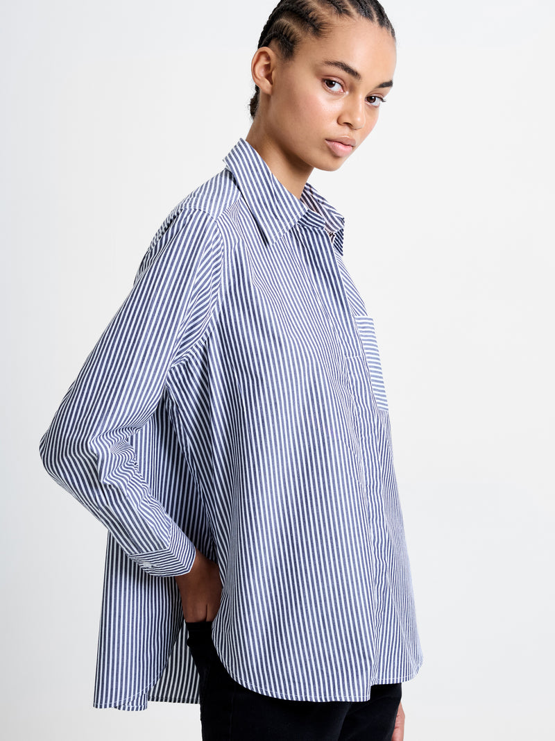 Stripe Buttoned Popover Shirt