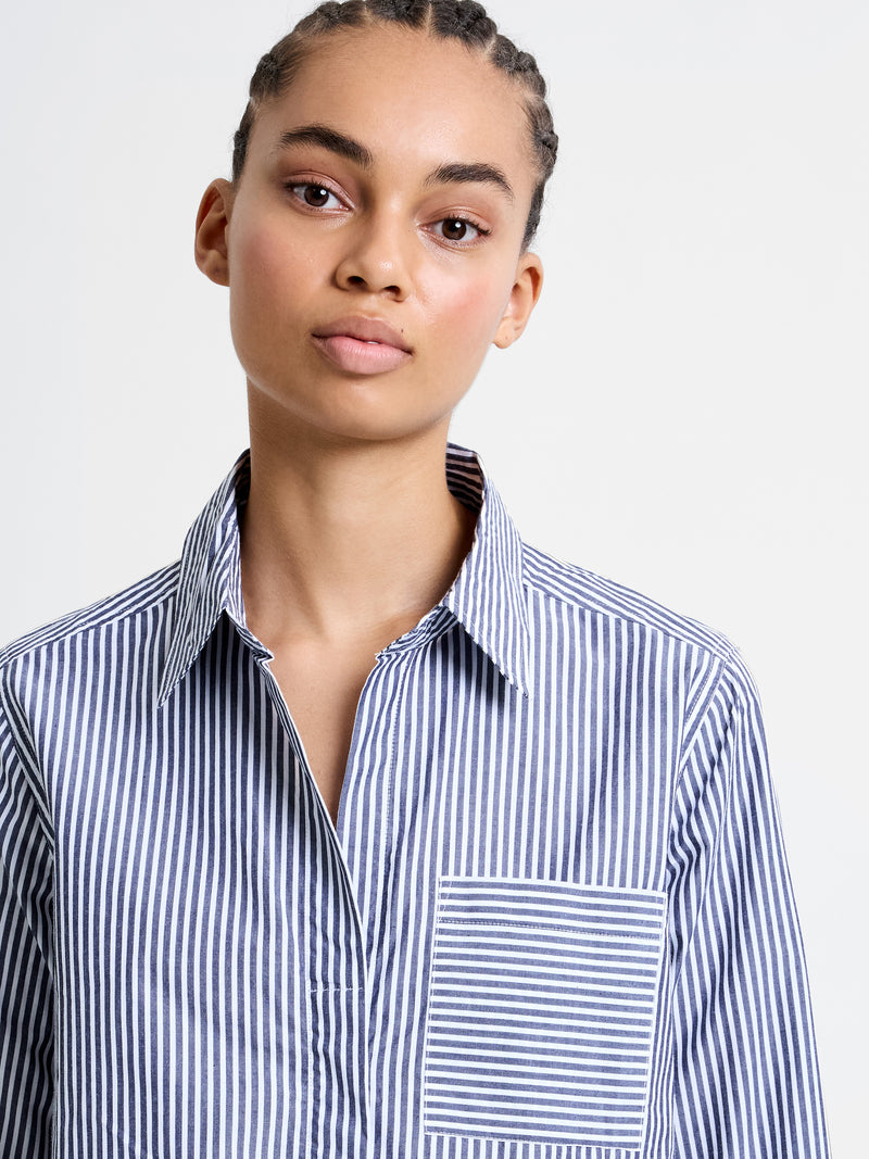 Stripe Buttoned Popover Shirt