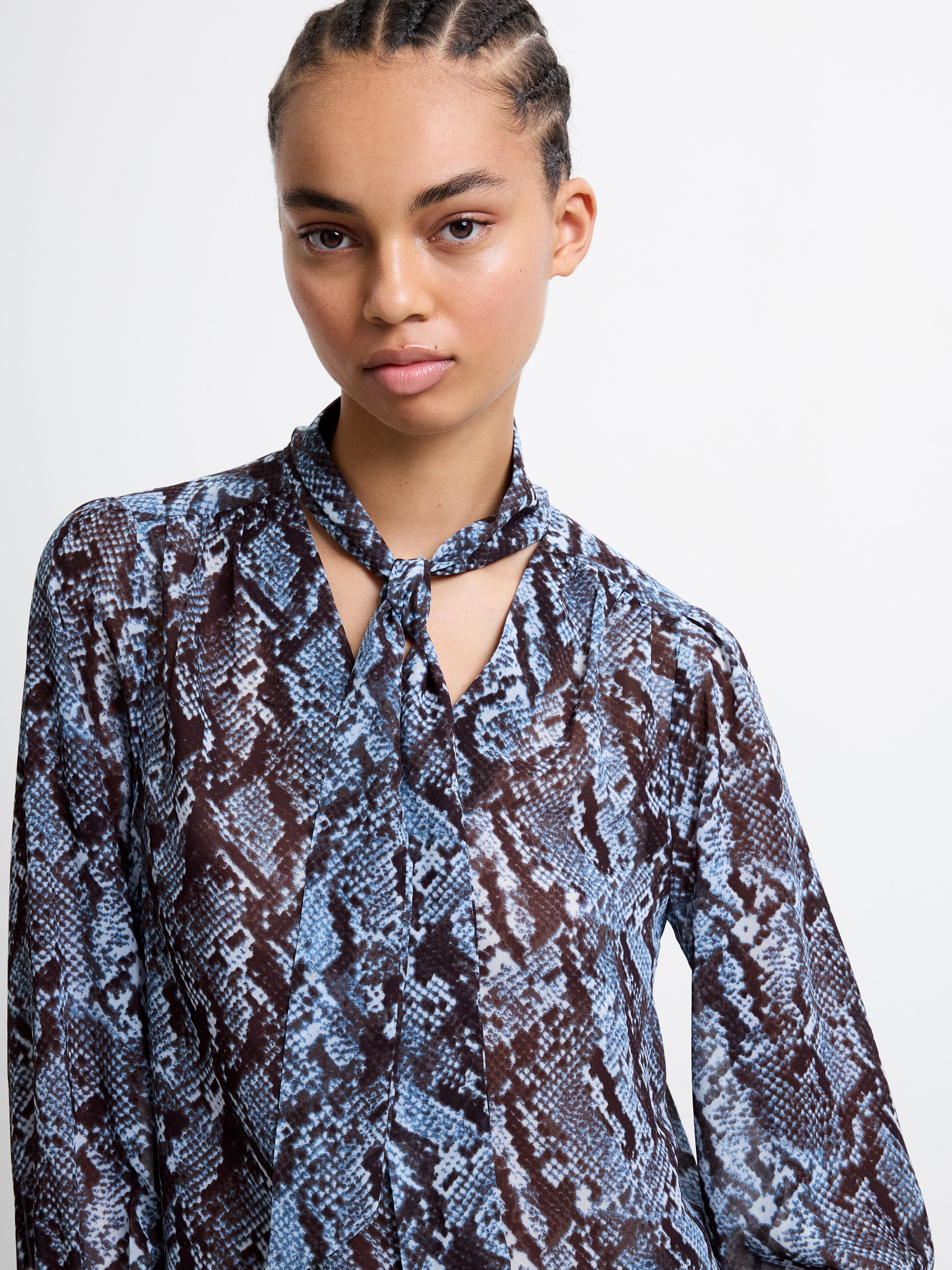 Snake Print Tie Neck Top