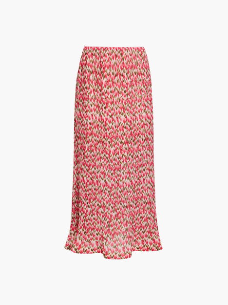 Noelle Floral Plisse Fluted Hem Midi Skirt