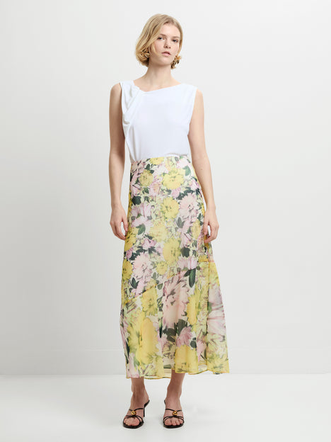 Carla Chiffon Floral Midi Skirt