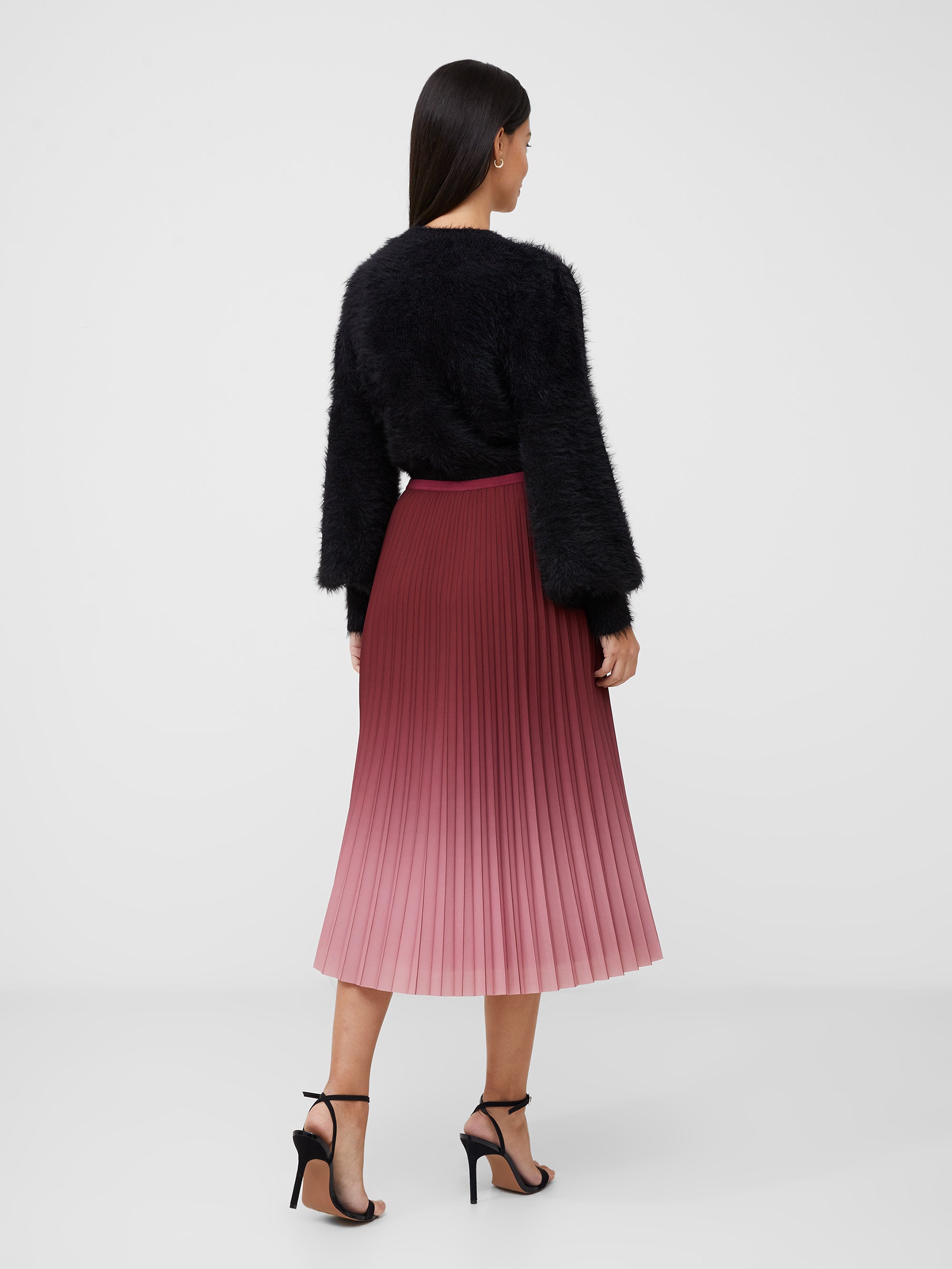 Sunburst Crepe Pleat Midi Skirt