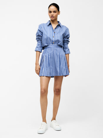 Alexis Cotton Stripe Pleated Mini Skirt