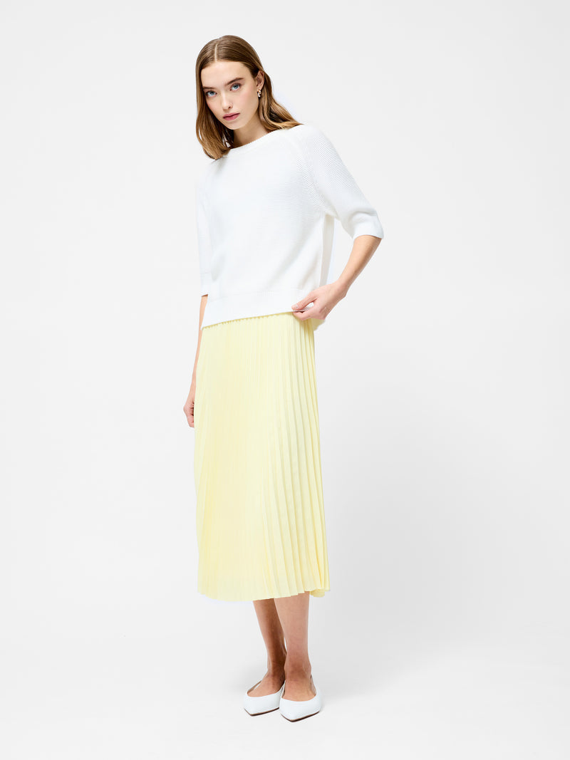 Sunburst Crepe Pleated Midi Skirt