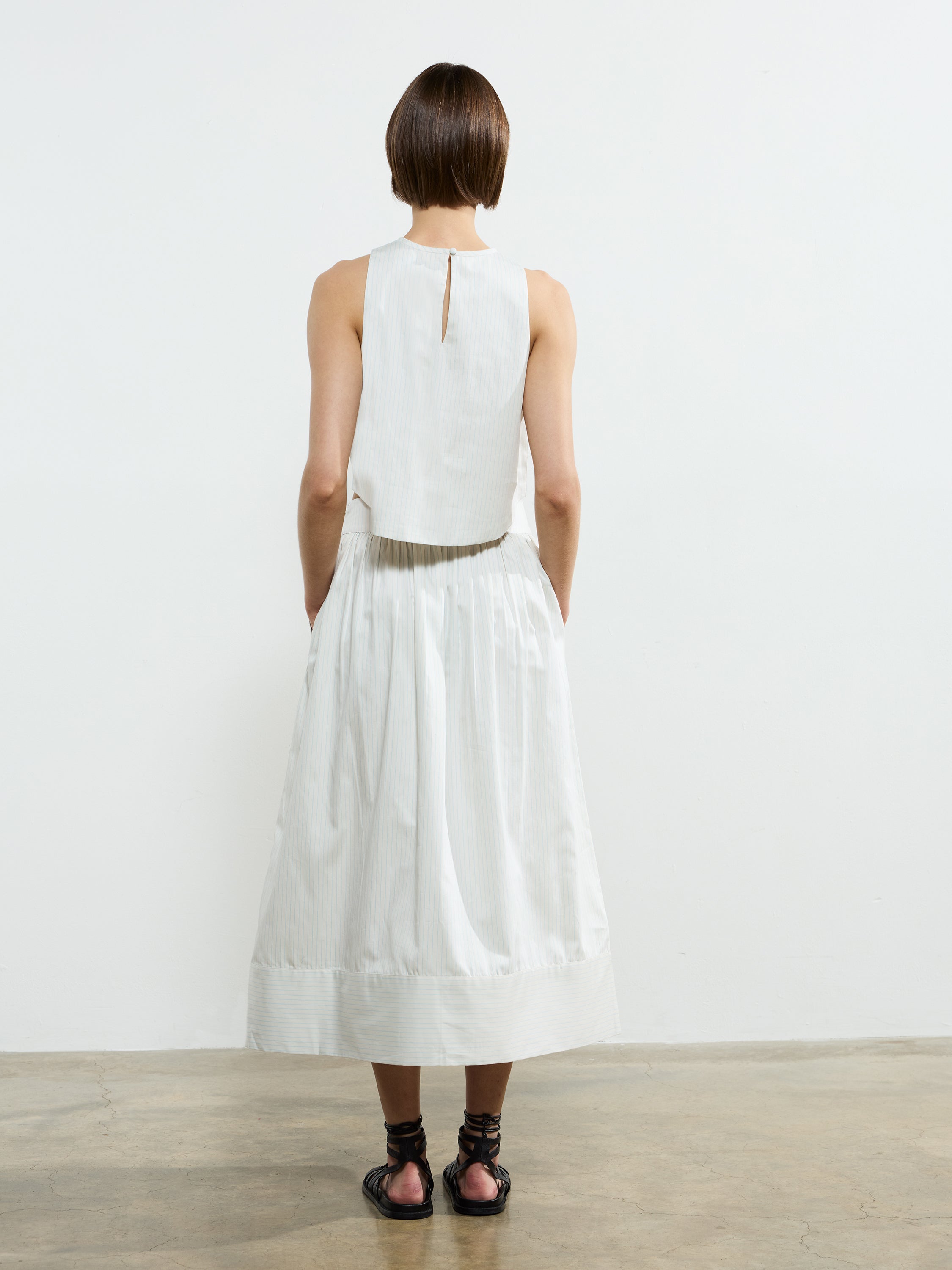 Pinstripe Poplin Maxi Skirt