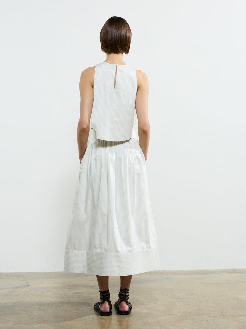 Pinstripe Poplin Maxi Skirt
