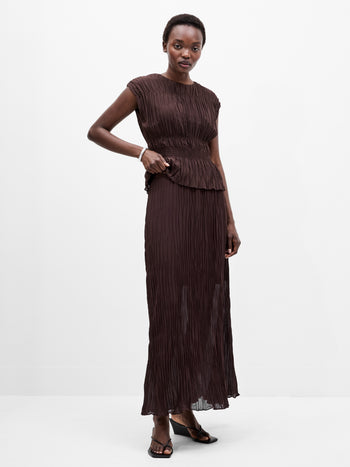 Saylor Pleated Overlay Maxi Skirt