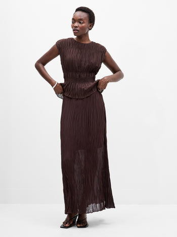 Saylor Pleated Overlay Maxi Skirt