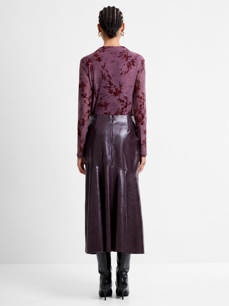 Kayleigh PU Fluted Midi Skirt