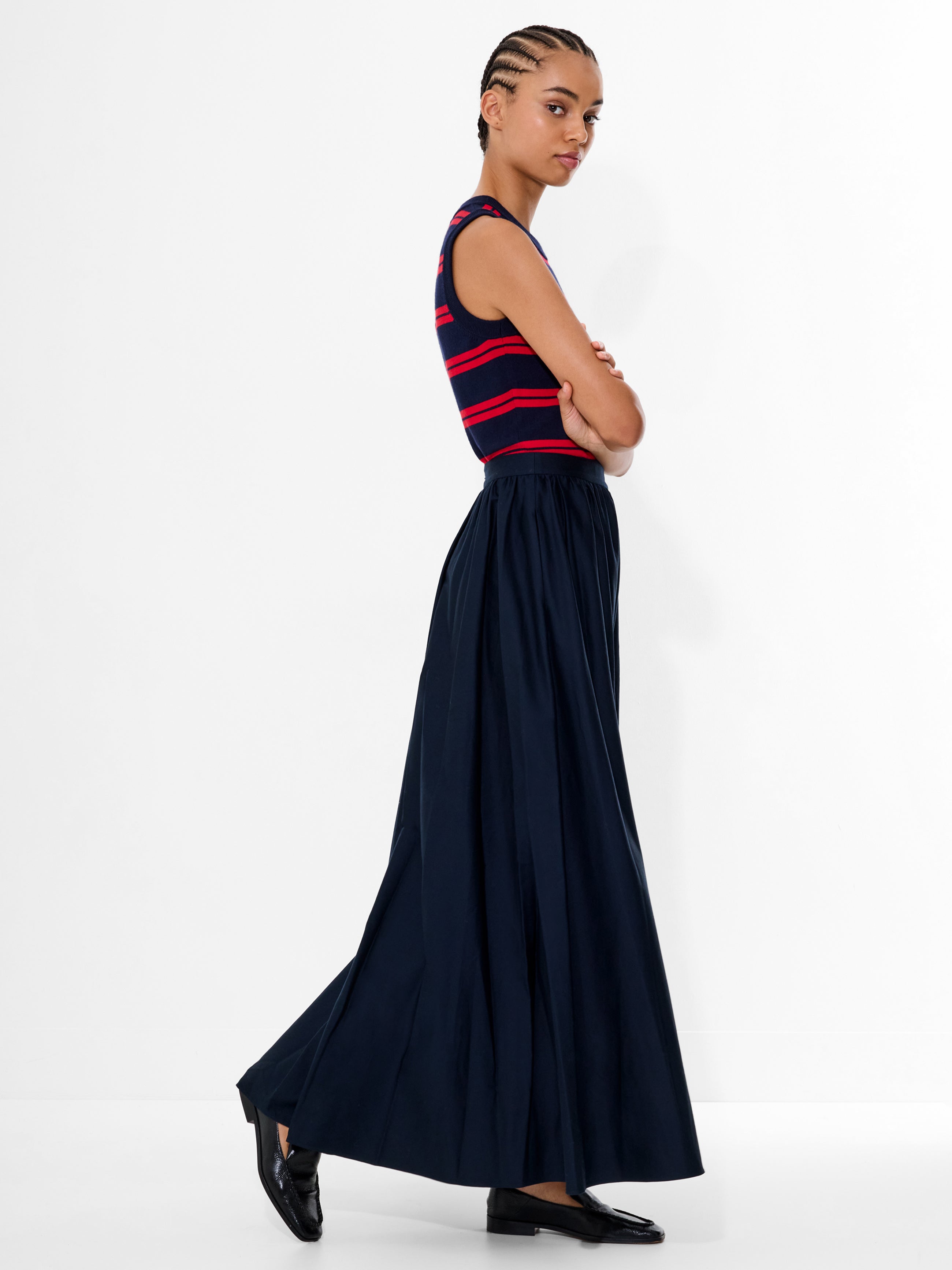 Sateen Weave Cotton Maxi Skirt