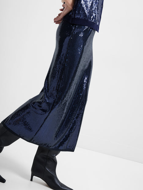 Hannah Knit Sequin Midi Skirt