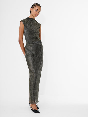 Tamy Lurex Plisse Maxi Skirt