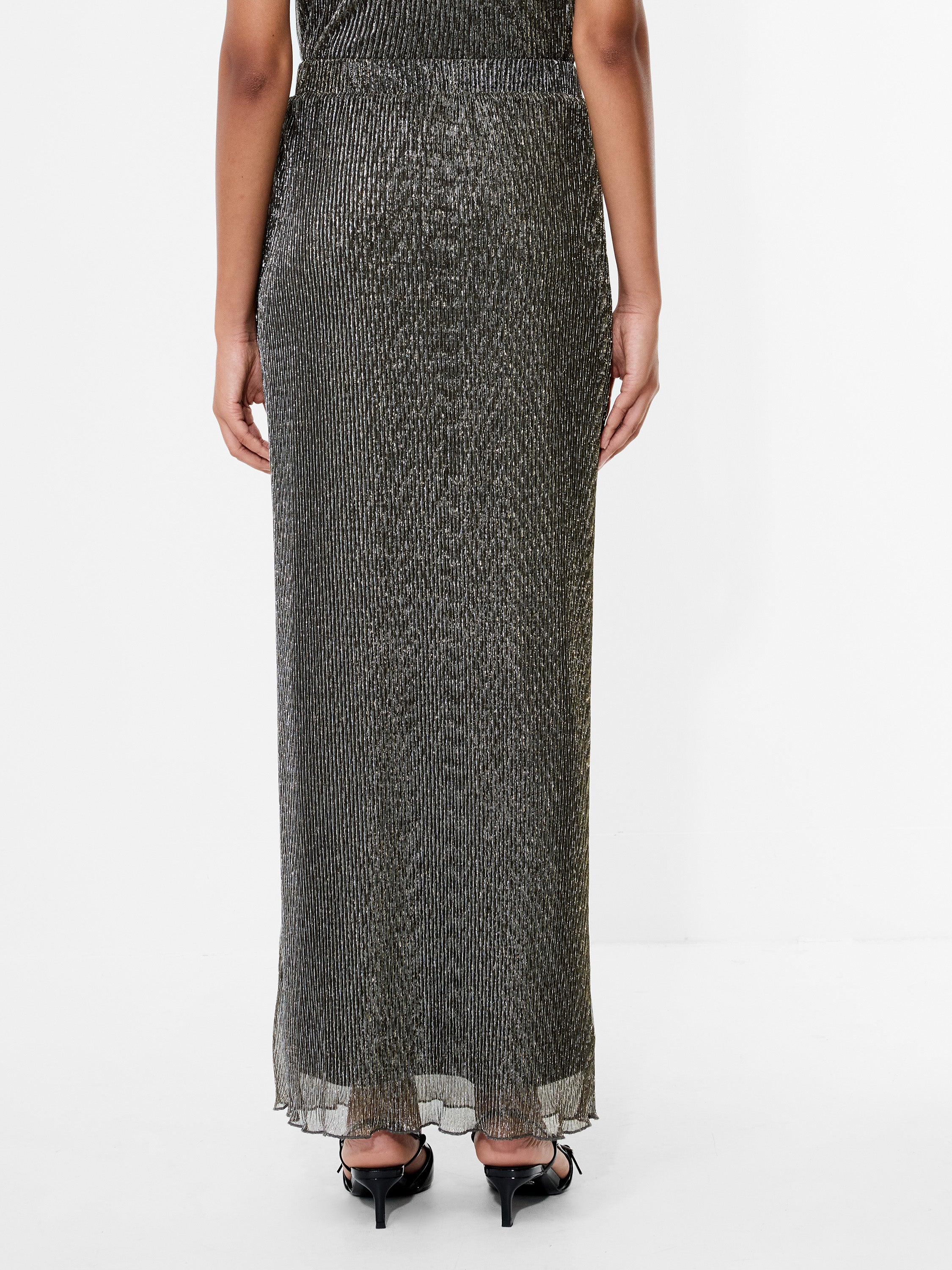 Tamy Lurex Plisse Maxi Skirt