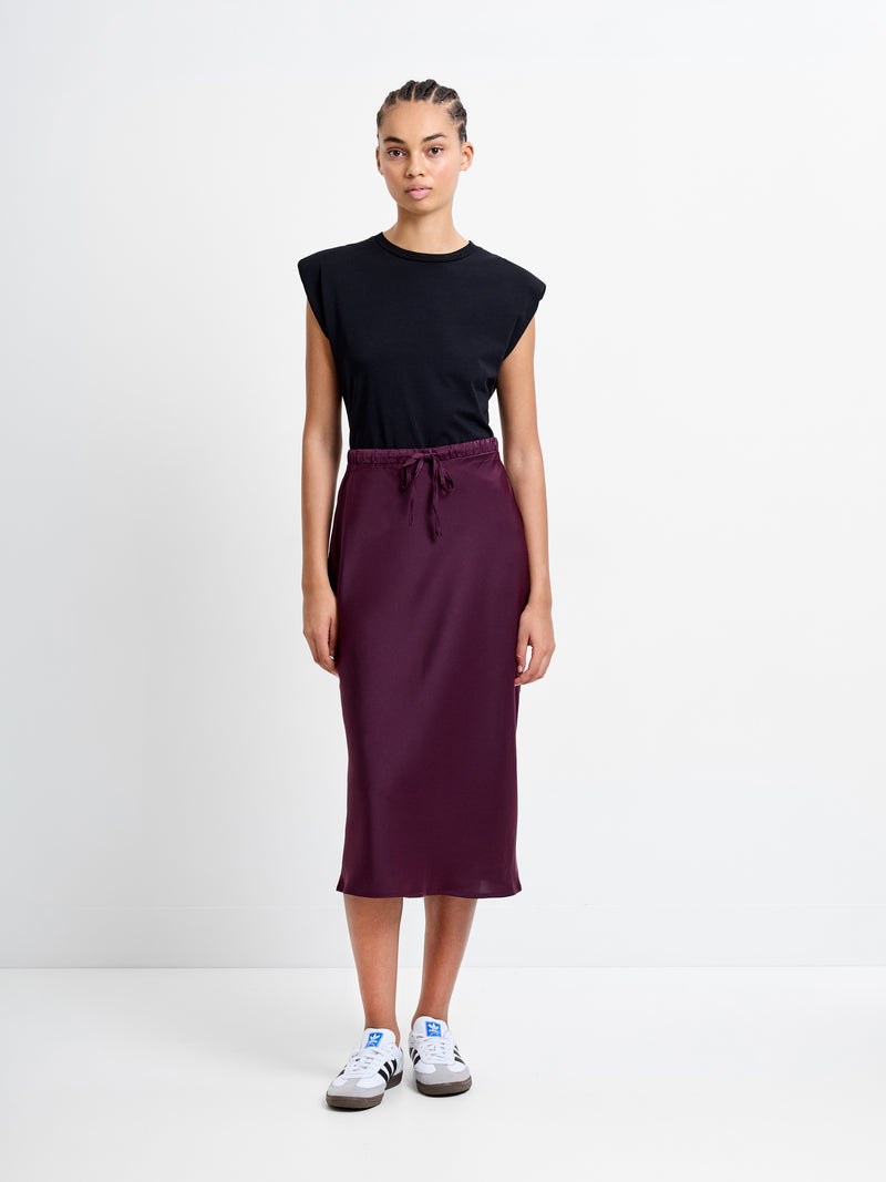 Satin Bias Tie Midi Skirt