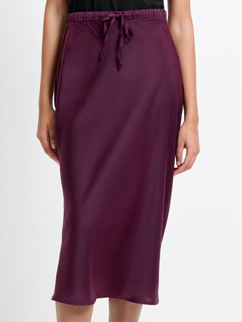 Satin Bias Tie Midi Skirt