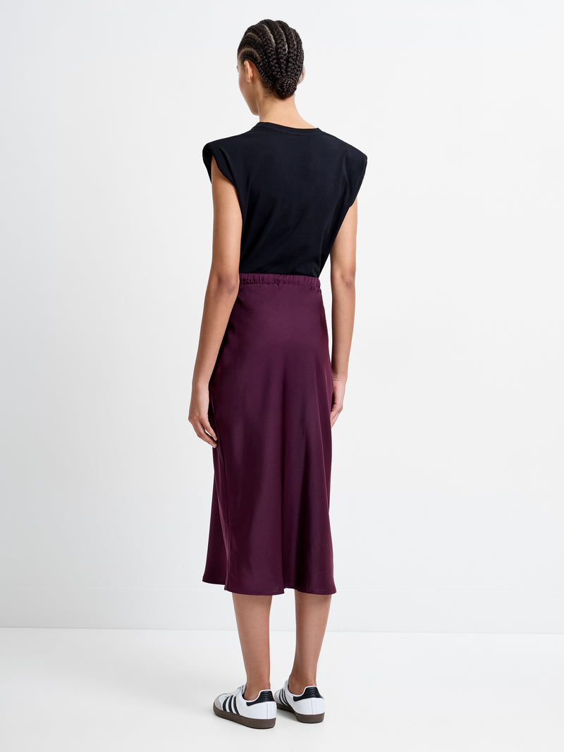 Satin Bias Tie Midi Skirt
