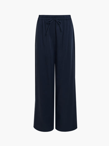 Yassie Pull-On Drawstring Navy Blue Barrel Leg Trousers