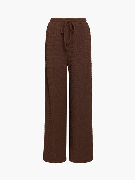 Textured Drawstring Wide Leg Trousers