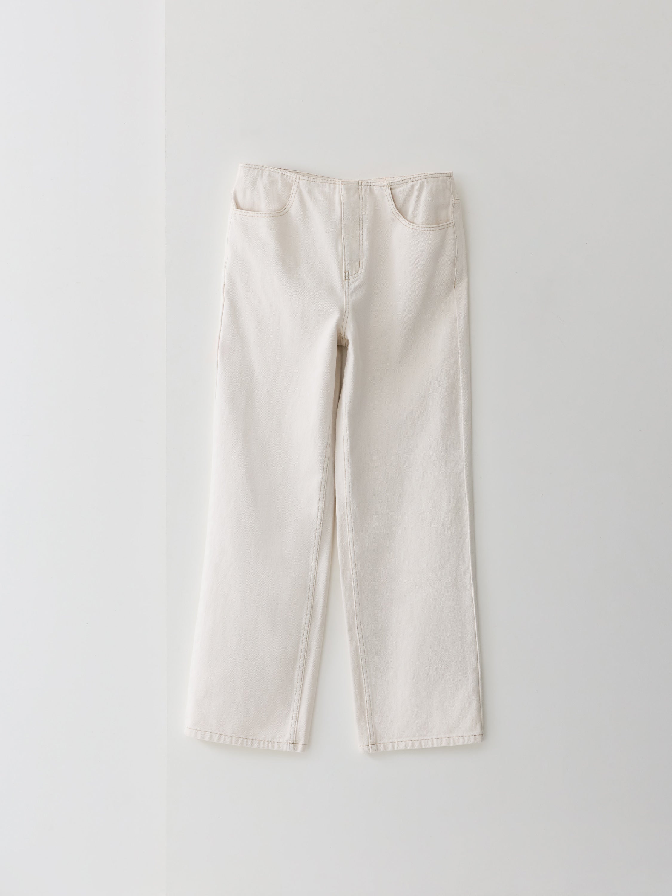 Dallas Denim Clean Waist Cream Straight Leg Jeans