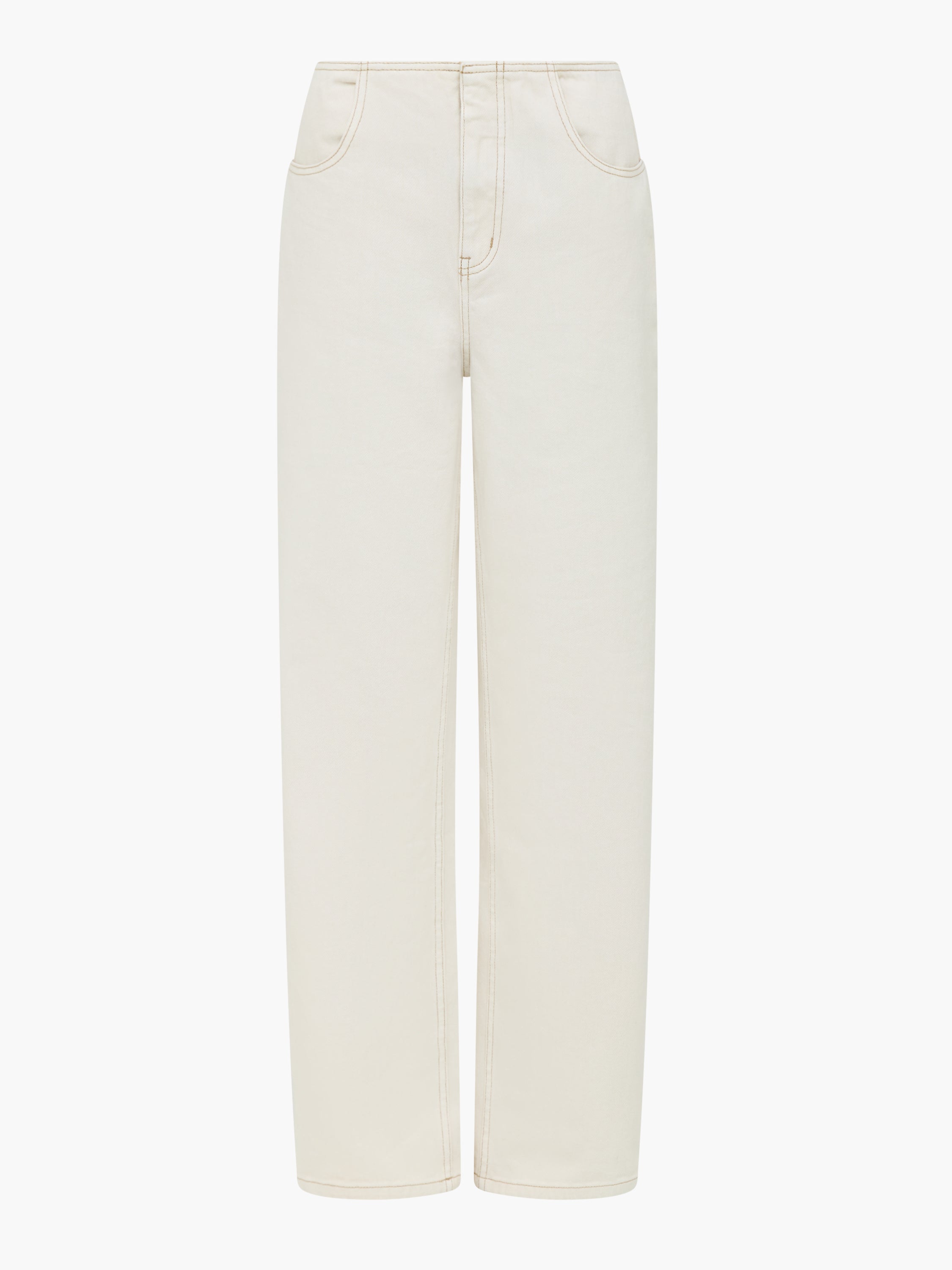 Dallas Denim Clean Waist Cream Straight Leg Jeans