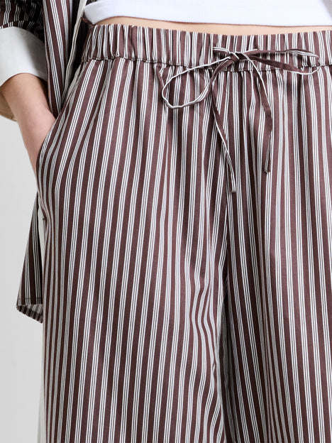 Alexis Cotton Brown Striped Wide Leg Trousers