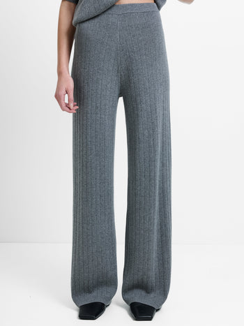 Javier Grey Knit Wide Leg Trousers