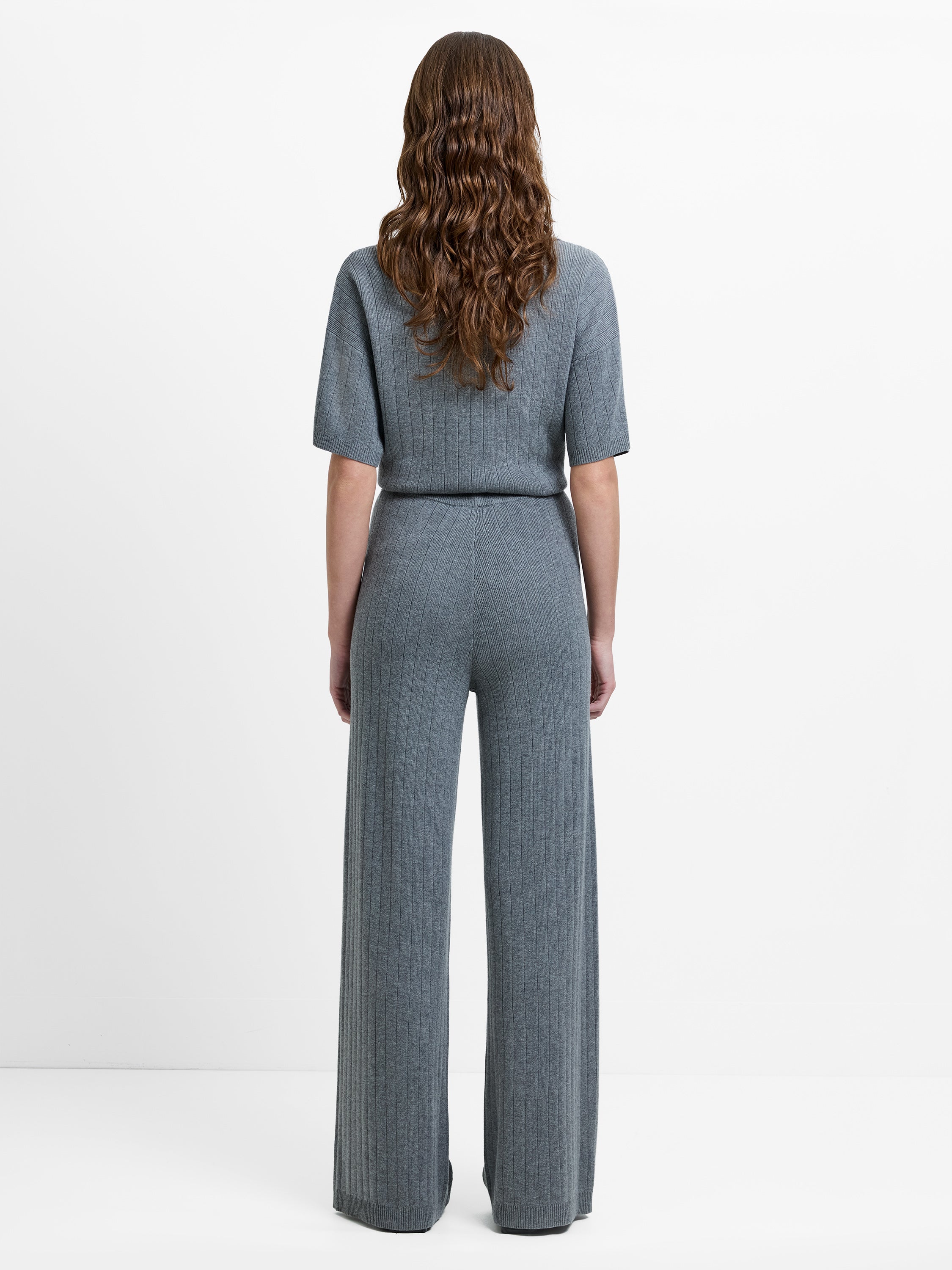Javier Grey Knit Wide Leg Trousers