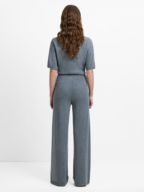 Javier Grey Knit Wide Leg Trousers