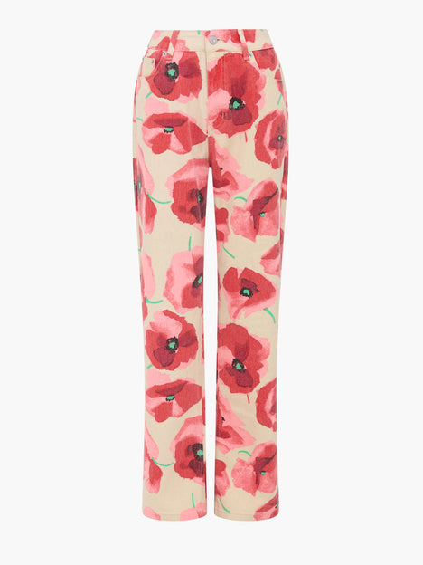 Poppy Dallas Floral Printed Denim Wide Leg Jeans