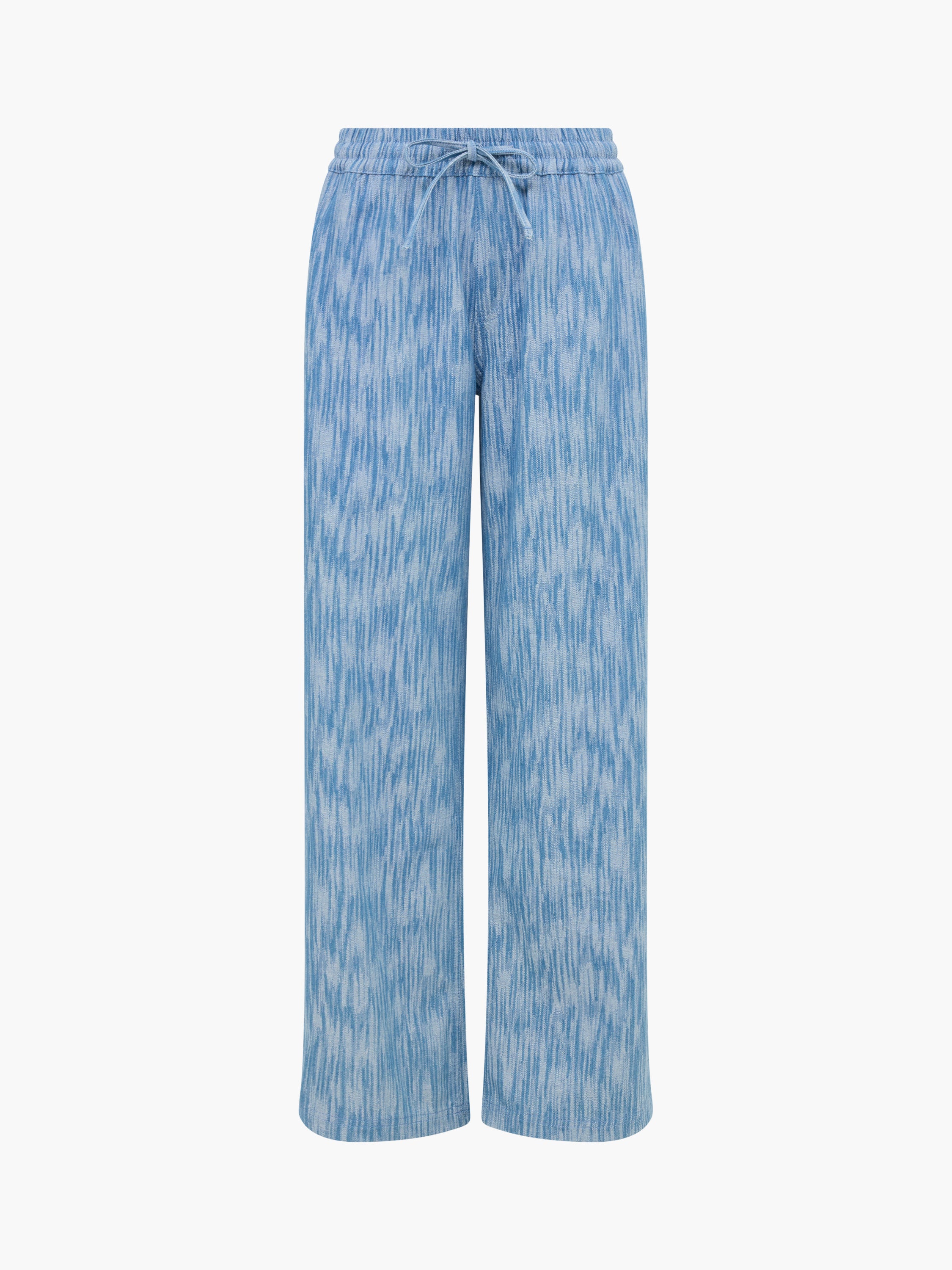Bessie Textured Blue Denim Wide Leg Trousers