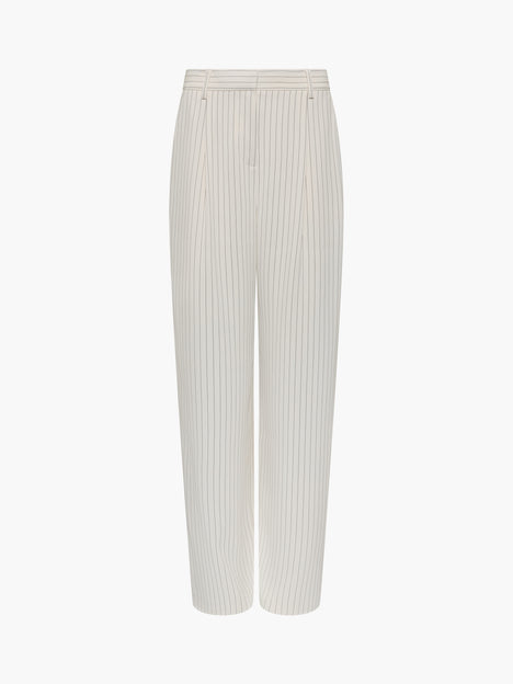Vinnie Tailored Cream Pinstripe Wide Leg Trousers