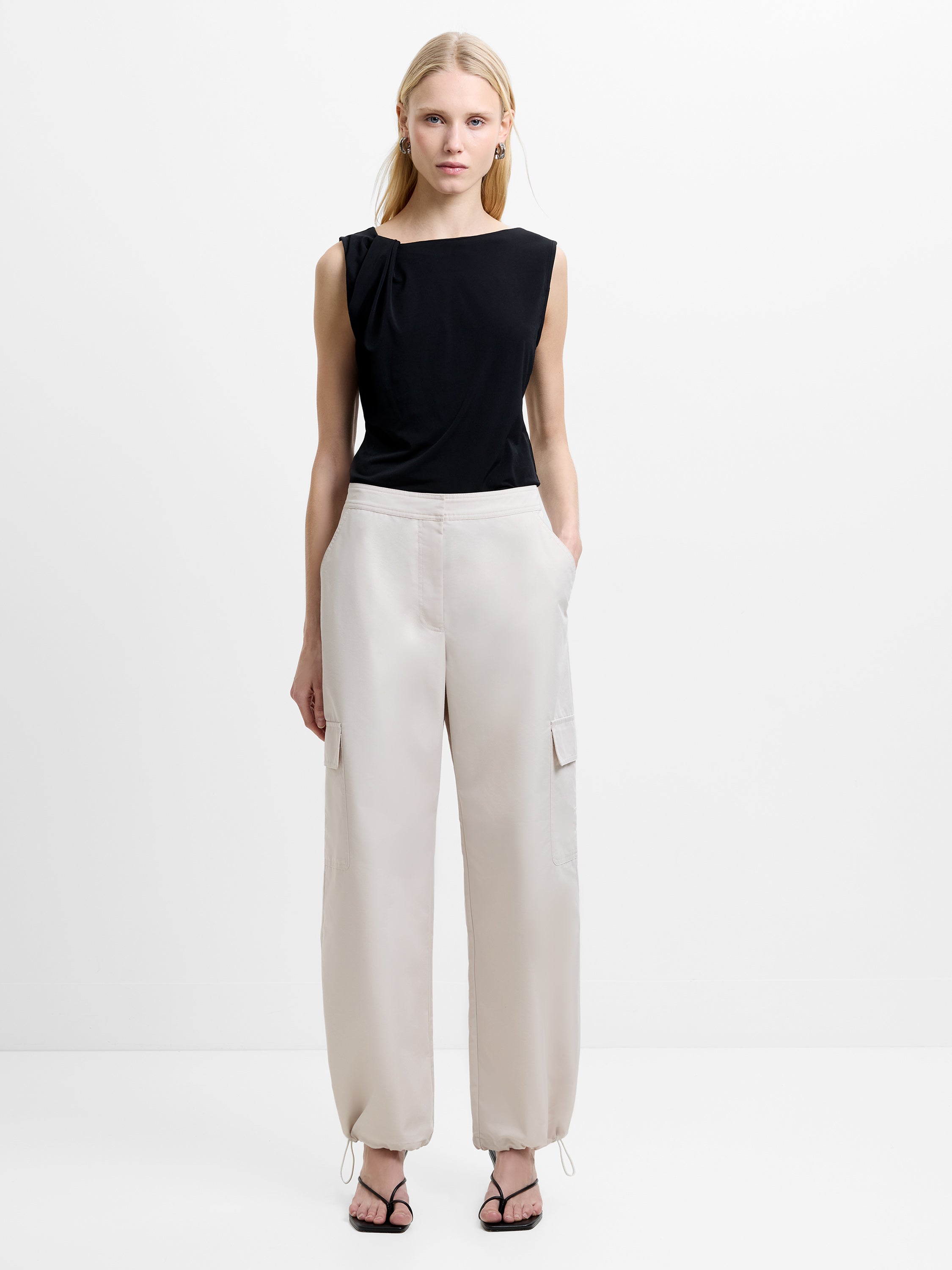 Saira Neutral Utility Cargo Trousers