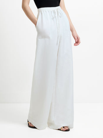 Cooper Linen White Pull-On Wide Leg Trousers