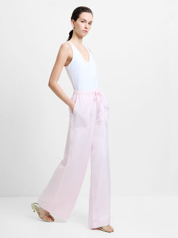 Cooper Linen Light Pink Pull-On Wide Leg Trousers